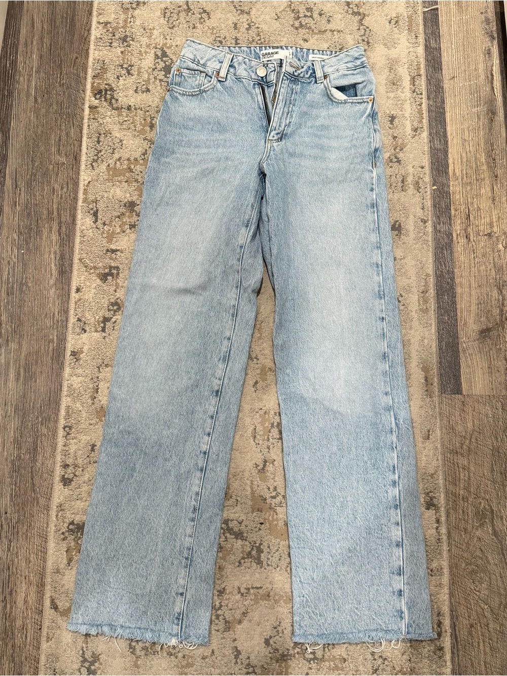 Garage Light Blue High-Rise Straight Leg Jeans